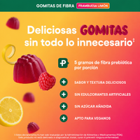 Gomitas de Fibra Prebiótica | 60 Gomitas Sabor Frambuesa Limón | Physician's Choice