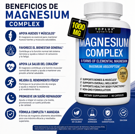 Magnesio Complex Toplux | 90 Cápsulas | Suplemento Alimenticio con Magnesio