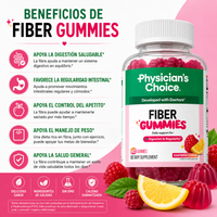 Gomitas de Fibra Prebiótica | 60 Gomitas Sabor Frambuesa Limón | Physician's Choice